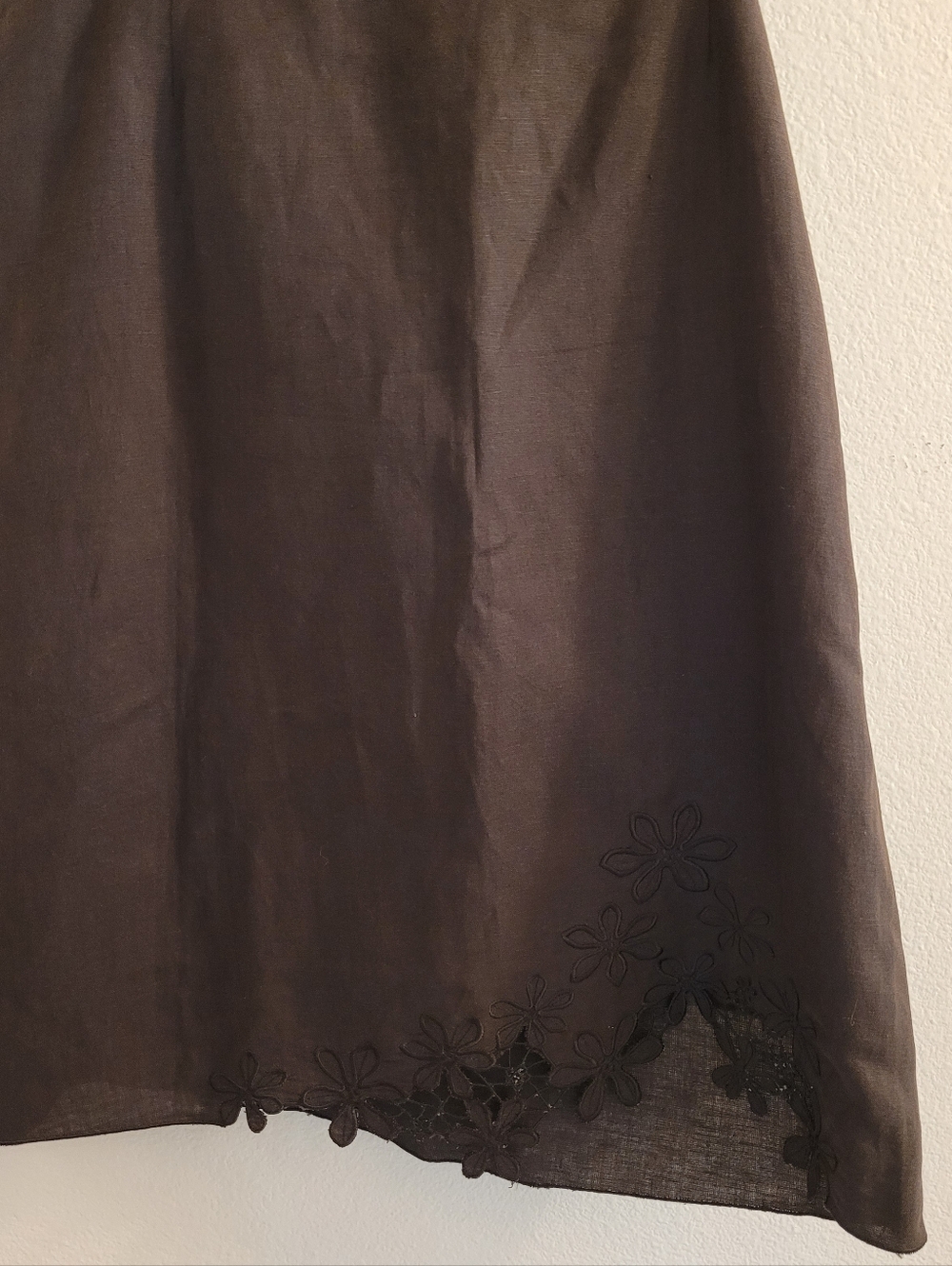 Tribal Brown A-Line Skirt with Floral Hem